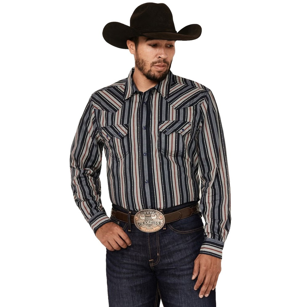 Cody James Men's Harvest Striped‎ Pearl Snap Western Shirt XXL Blue Cowboy NEW